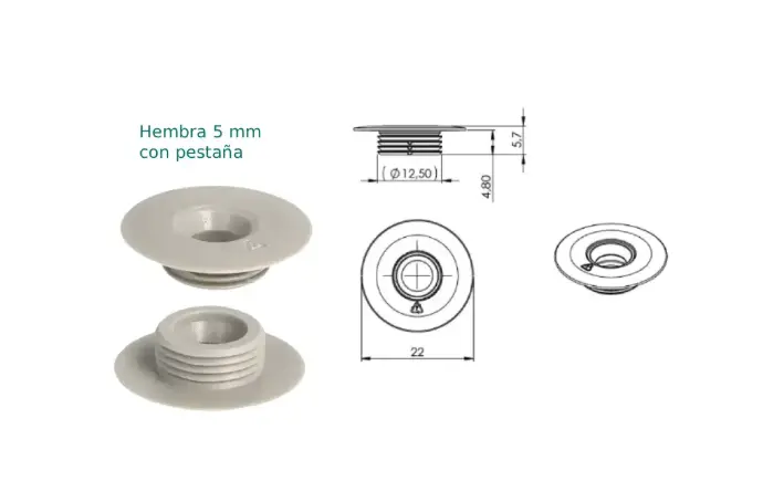 SM Desmont Hembra 5mm pestaña